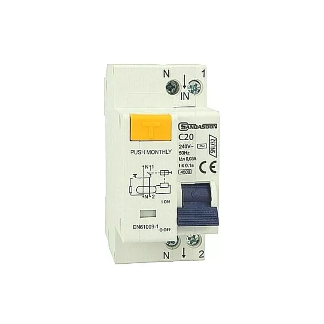 Schneider 27664 - Disjoncteur Interrupteur Différentiel 1P+N 20A TYPE F SI  30ma