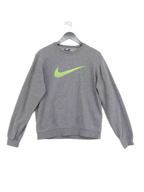 Nike Women's Jumper M Grey Cotton with Polyester Crew Neck Pullover