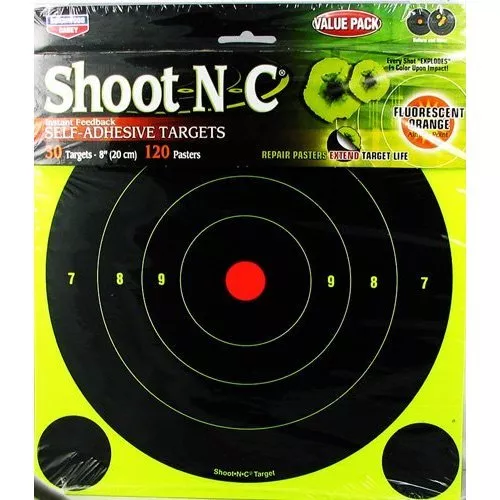 Birchwood Casey Self Adhesive Shoot n c Targets 8"(20cm) round x 30 Bulk Pack