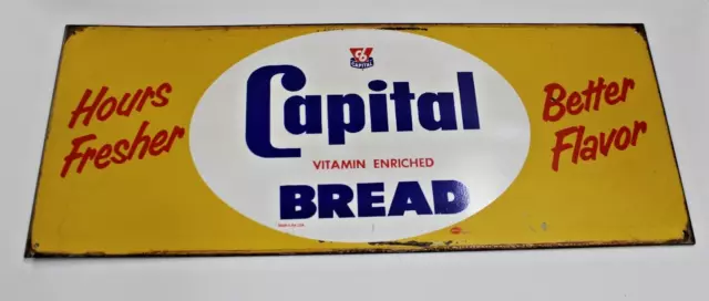 Vintage Rare Piece Capital Bread Vitamin Enriched Advertising Sign 9.5"x23.5"