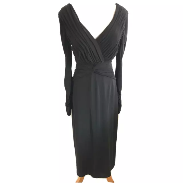 NEW Tadashi Shoji Women Black Midi Dress size S Pleated Ruched formal Wedding