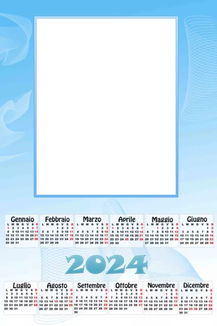 calendario plastificato A4 o A3 personalizzato 1 foto 2024 parete colore azzurro