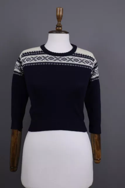 DALE OF NORWAY Blue Fair Isle Wool Knit Ski Kids Sweater Size 6