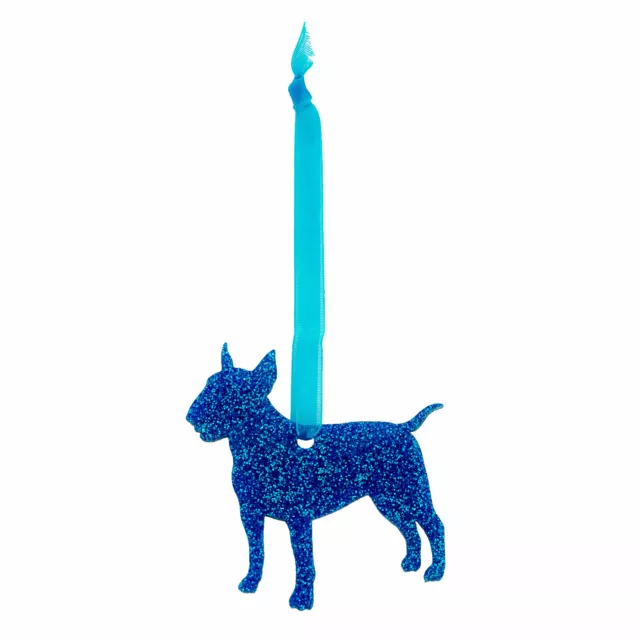 Miniature Bull Terrier Style A Glitter Christmas Decoration - 11 colours