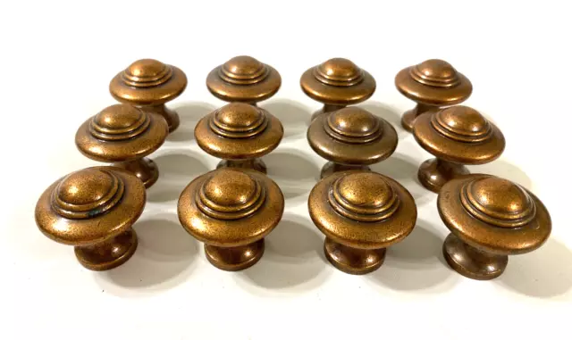 set 12 Vintage antique copper door or cabinet drawer knobs w/hardware