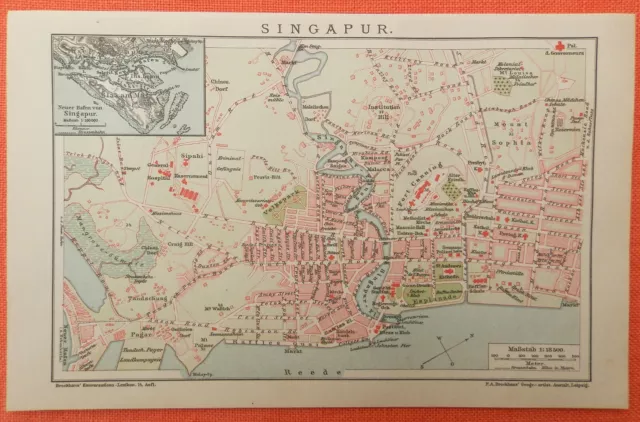 Singapore Singapur  Singapura  Xīnjiāpō Gònghéguó historical  City Map 1903