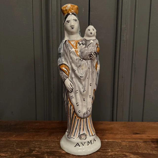 Statuette Vierge En Faïence Blanche Du XIXème Siècle - Hauteur 27 Cm - Originale - France