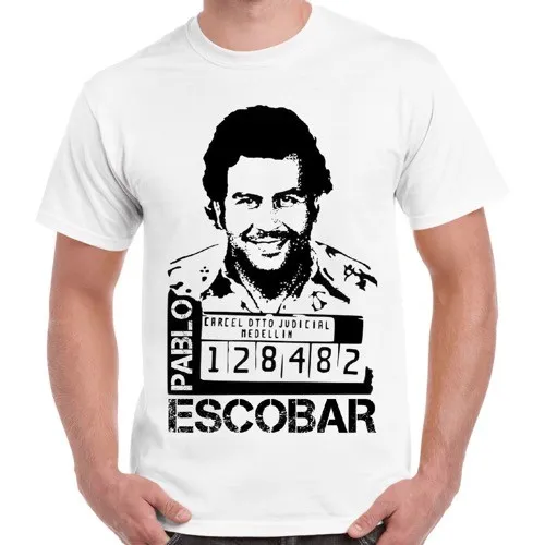 Maglietta retrò Pablo Escobar Mugshot Colombia Narcos Cocaina Cartello 2307