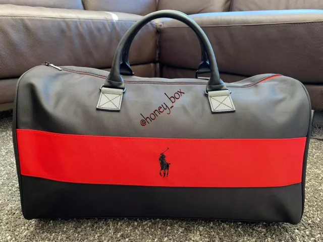 Red and black ralph lauren duffle bag discount