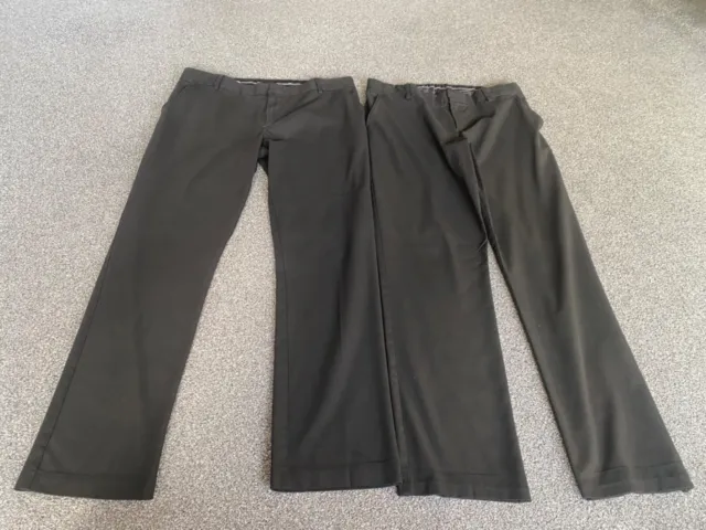 M&S School Trousers 2 Age 15-16 Plus Black Elastic Waist Boys Regular Fit Zipfly