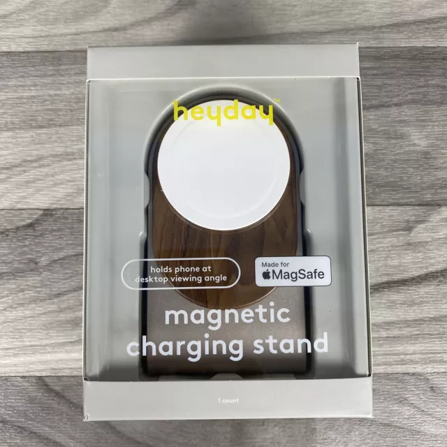 HeyDay Magnetic Charging Stand For MagSafe iPhone High Speed Charge Wood Grain