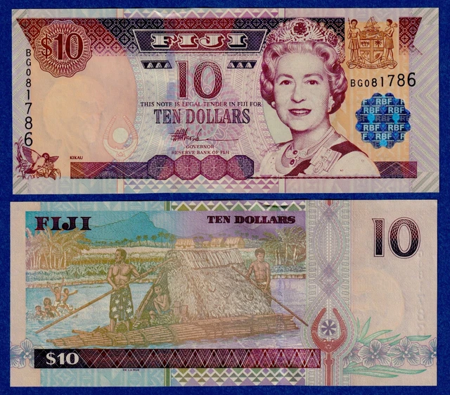Fiji $10 ( 2002) - P-106 Unc Banknote - Queen Elizabeth Ii Portrait