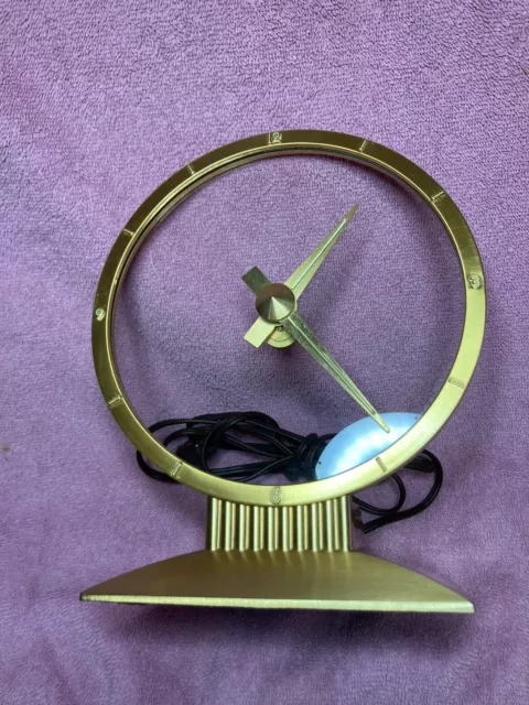 Vintage Mcm Jefferson Golden Hour Clock 580-101 Recent Svc