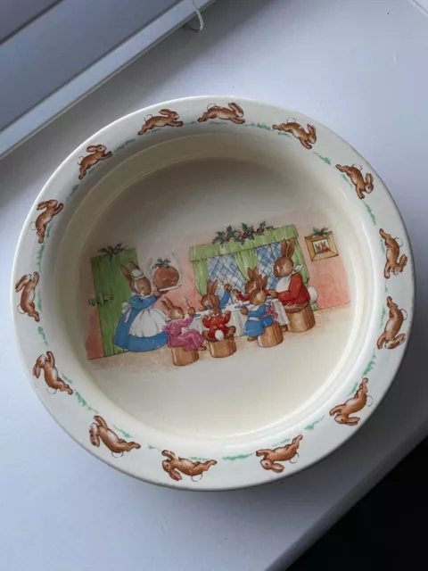 Royal Doulton Bunnykins Cereal or Soup Bowl Excellent Condition Rare  Scene