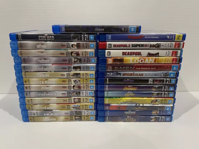 27 Blu-ray Lot MCU Non MCU Marvel cinematic Universe,Iron Man, Avengers,Deadpool