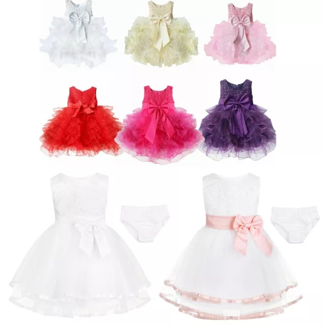 Infant Baby Party Dress Flower Girl Tutu Skirt Costumes Princess Bridesmaid Gown