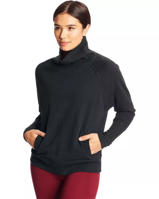 Women's Long Sleeve French Terry Tunic Turtleneck Pullover - C9 Champion Ebony L