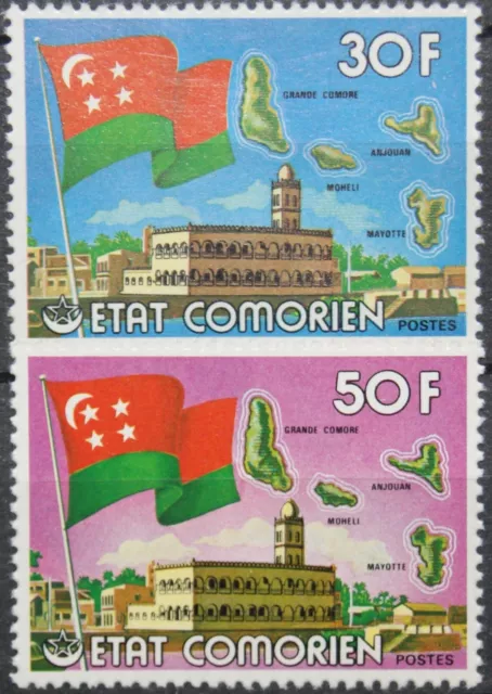 COMORES KOMOREN 1976 296-97 1 Jahr Unabhängigkeit Independence Moschee Moroni **