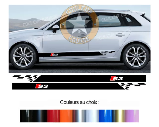 2 X Bandes Laterales Pour Audi A3 S3 Sport Racing Autocollant Sticker Bd579-65