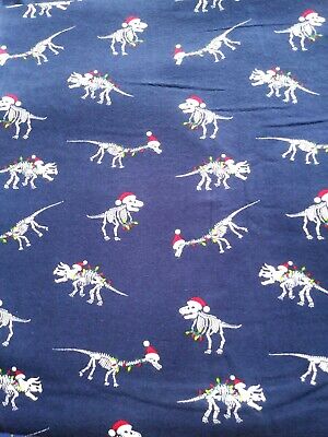 FQ Christmas Santa Dinosaur Skeletons Cotton Flannel Fabric~FAT QUARTER~18x21"