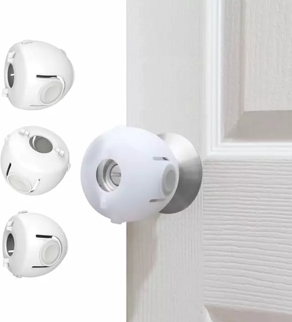 Door Knob Child Proof Cover Safety Locks for Doors Toddler Kid-Proof 4 Pack New