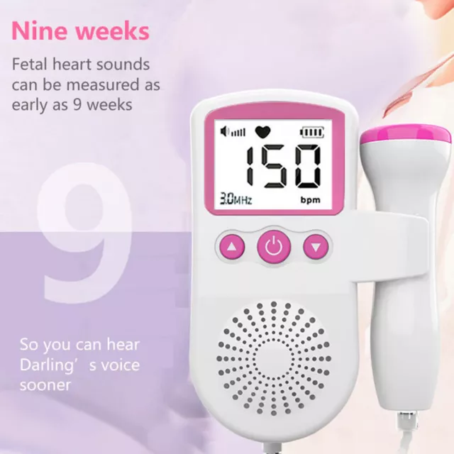 Doppler Pregnancy Monitor FHR Fetal Heart Beat Rate Fetu Baby Meter LCD Probe 3