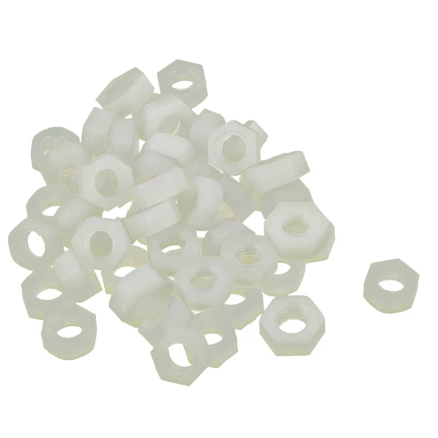 Metric M5 Thread Nylon Hexagon Head Insert Lock Screw Fastener Hex Nuts 50pz