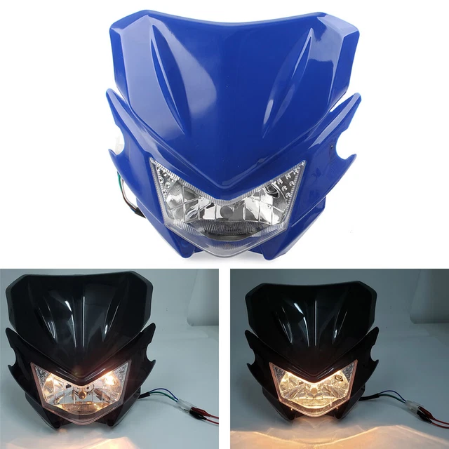 Universal Motorcycle Headlight Lamp Hi /Lo For Street Fighter Dirt Bike Blue