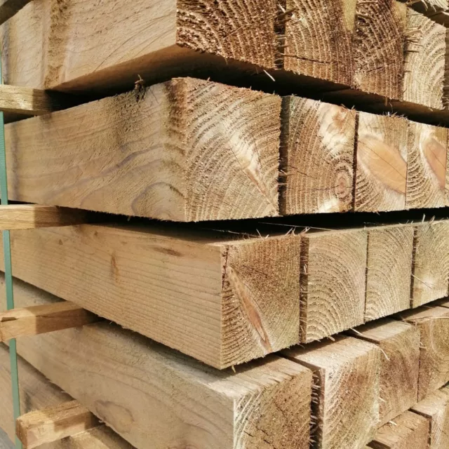 Wooden fence posts 2.4m & 3m. Treated Green Softwood. From £7.40. COLLECT ONLY.