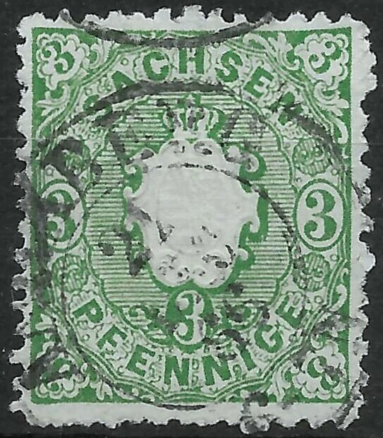 SACHSEN 1863; MiNr. 14a ; 3 Pf.; BPP geprüft; K2 ANNABERG; einwandfrei!