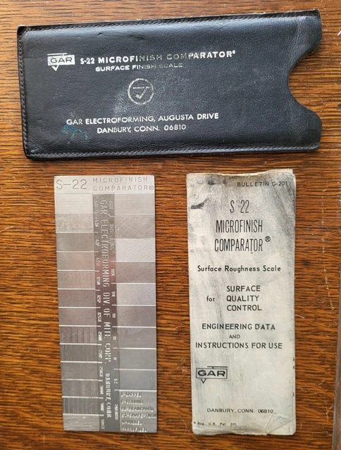 GAR S-22 Microfinish Comparator Surface Roughness Scale Machinist Tool ...