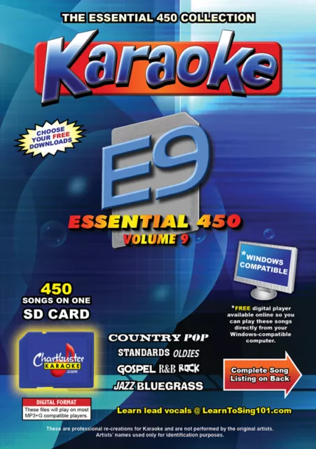Chartbuster Essential 450 Karaoke Songs Vol 9 SD Card or USB CDG Music 4 PLAYER