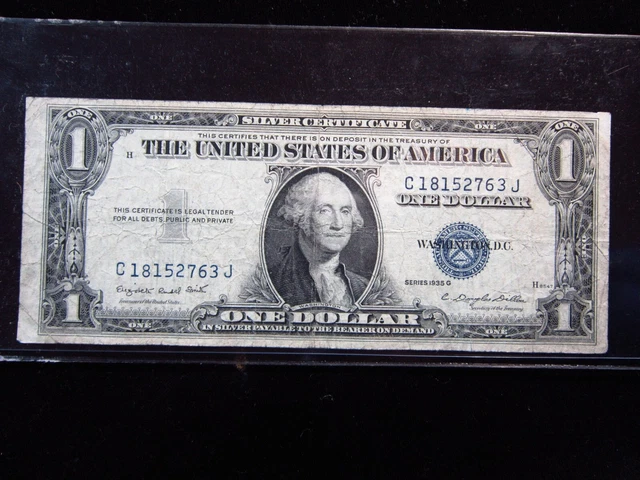 USA $1 1935-G C18152763J # SILVER CERTIFICATE Blue Seal Washington Dollar Money