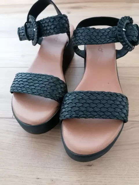 Inuovo Schuhe Schwarz Gr.39 Echtleder Damen Sommersandale Plateau / Neu