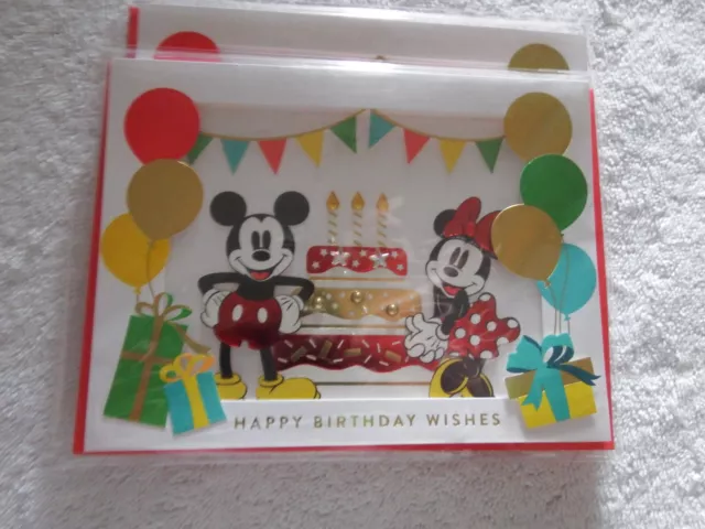 Lot Of 2 Papyrus Disney Mickey &Minnie Mouse Birthday Cards