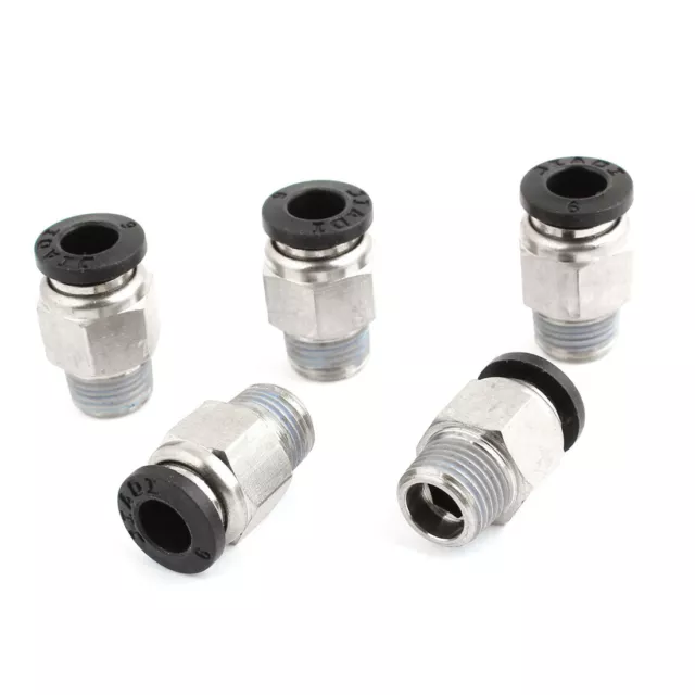 5pcs 9.5mm 1/8" PT Male Thread 6mm Pneumatic One Touch Push In Joint Fittings