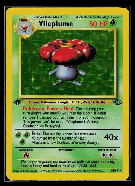 Pokemon Card - 1st Edition Vileplume Jungle 15/64 Holo Rare
