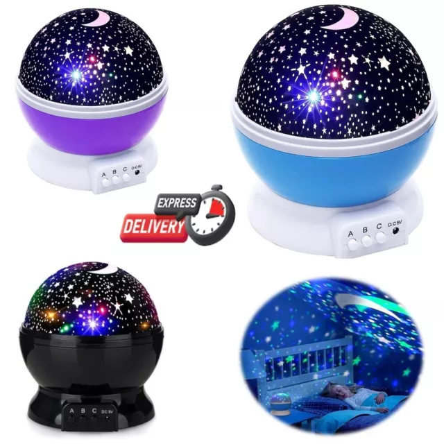 Rotating LED Galaxy Starry Night Light Projector Star Sky Moon Lamp Kids Bedroom