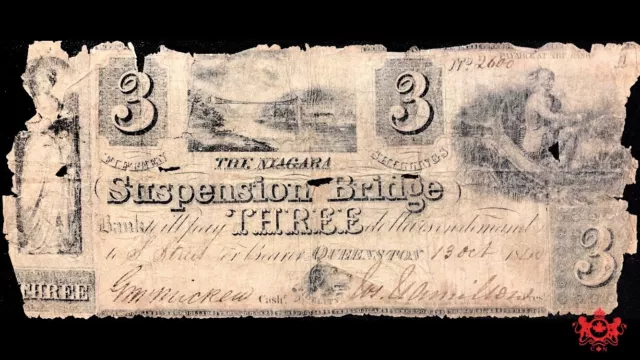 1840 The Niagara Suspension Bridge Bank 3$ - G/VG - 10-06-04 Scarce