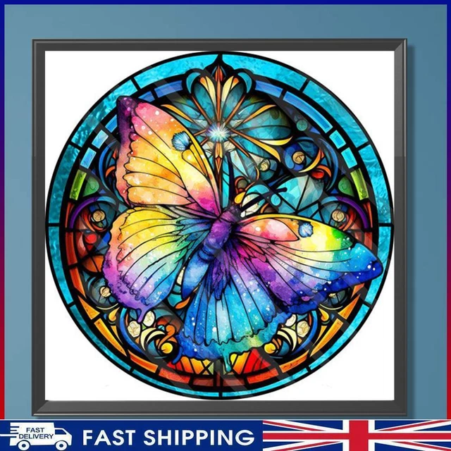 ~ PAINT BY Numbers Kit DIY Stained Glass Butterfly Dragonfly Oil ...