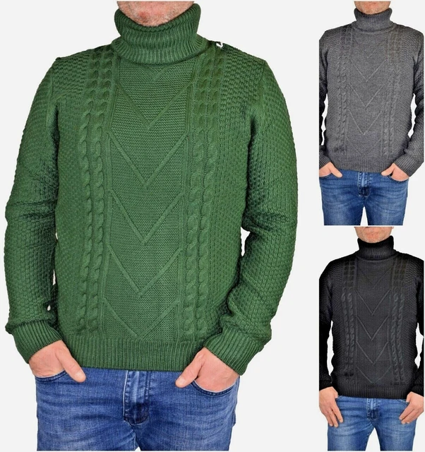 maglione uomo collo alto maglia Dolcevita maglioncino xl xxl a Trecce Invernale