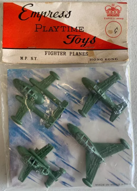 1960's Dime Store rack toy Fighter Jets Planes Vtg Empress plastic Playtime HK