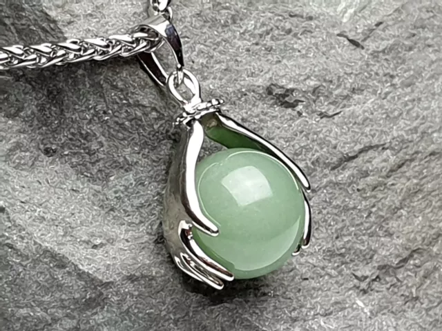 Edelsteinanhänger Aventurin grün rund Silber Kugel Hände Kette Schmuck DIY