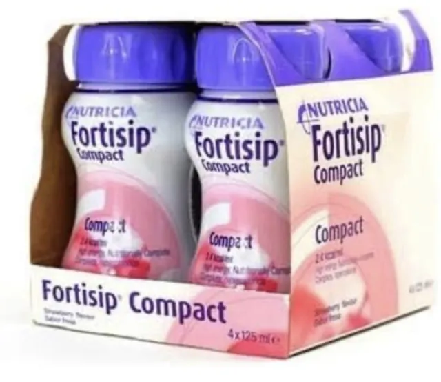 Fortisip Compact STRAWBERRY Drink Dietary Supplement 125ml x 4 BB 23/12/24