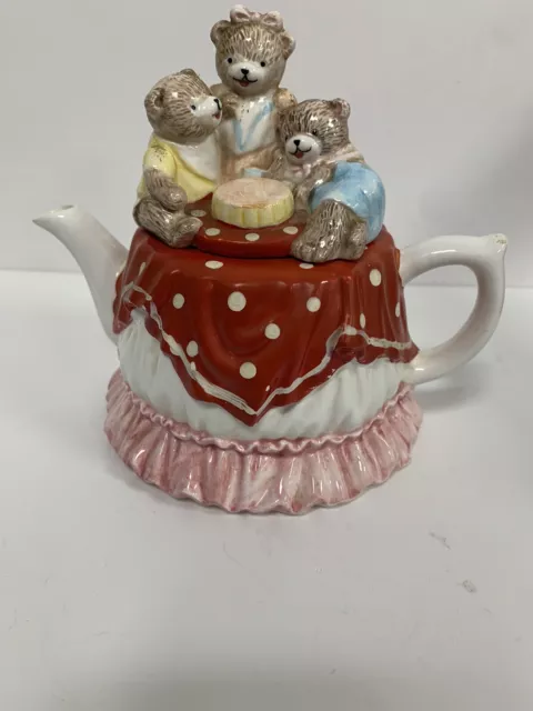 Sweet Collectable Porcelain Teddy Bears Picnic Tea Pot