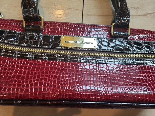 NWT Samantha Brown Croco-Embossed small Bag Burgundy Red Brown 2