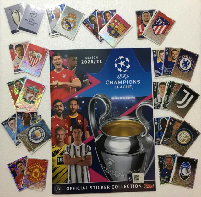 Topps Champions League 2020 - 2021 Ensemble complet de 582 autocollants +...