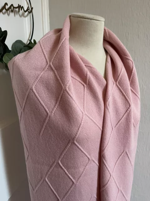 100% Pure Cashmere John Laing Argyle Scarf Gin Light Pink Wide Very Long RRP£249