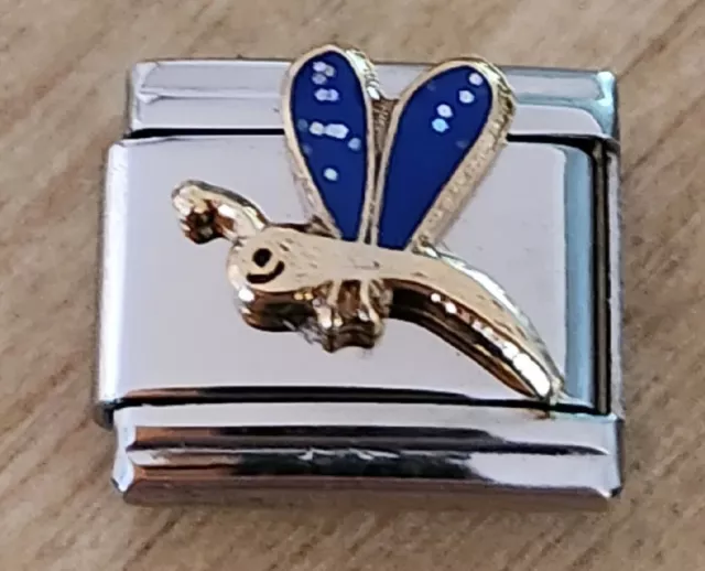 Dragon Fly Blue Wings Italian Charm Bracelet Link 9mm gift Dragonfly