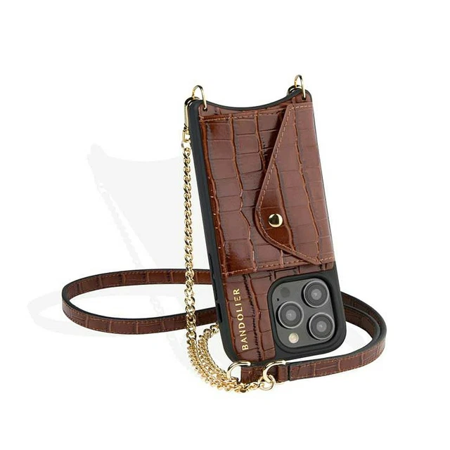 BANDOLIER IPHONE 15 ProMax MAYA Black Leather Phone Case Crossbody